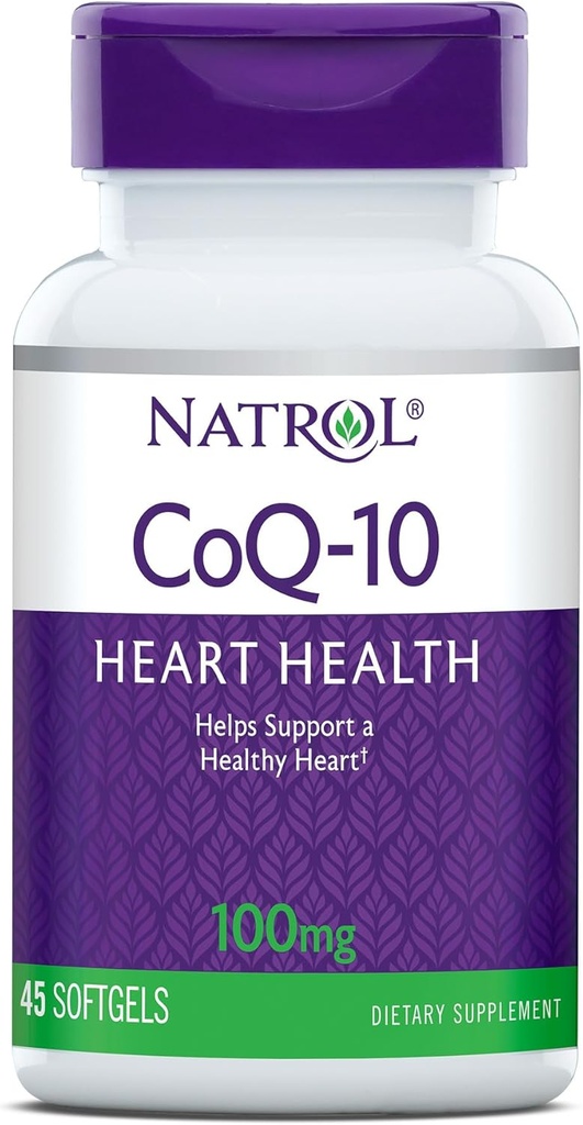 Natrol, CoQ-10 Softgels, Suplemento dietético de salud cardíaca, 100 mg, 45 conteo