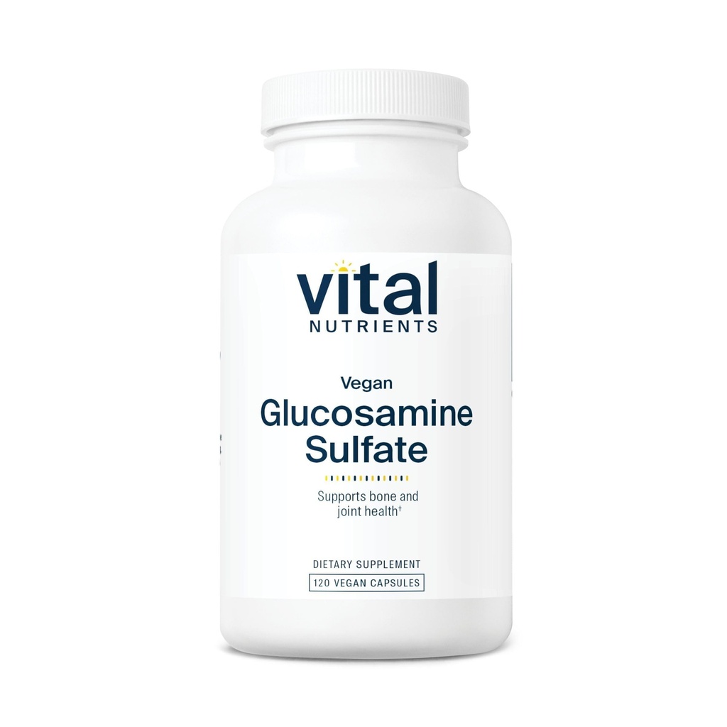 Nutrientes Vitales Sulfato de Glucosamina Vegan 750mg ← Cartilaje saludable, movilidad y apoyo conjunto Suplemento Silencio Fuente vegetal de Glucosamine ← Gluten, Dairy, Soy Free ← Non-GMO TEN 60 cápsulas