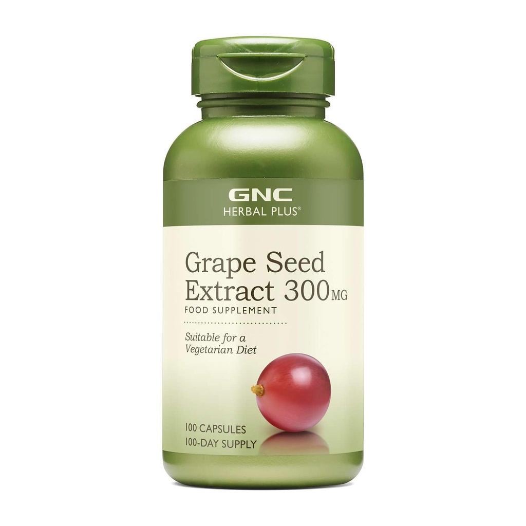 GNC Herbal Plus Grape Seed Extract 300mg Suplemento, Vegetariano, 100 Servimientos