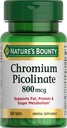 Picolinato de cromo rebote de la naturaleza, apoya la grasa, el metabolismo del azúcar Protein, suplemento mineral, 800 mcg, 50 tabletas