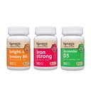 Renzo's Vitamins Mighty Kid Bundle - Suplementos de hierro para niños, vitamina D3 para niños, y la vitamina B6 brillante y cerebral