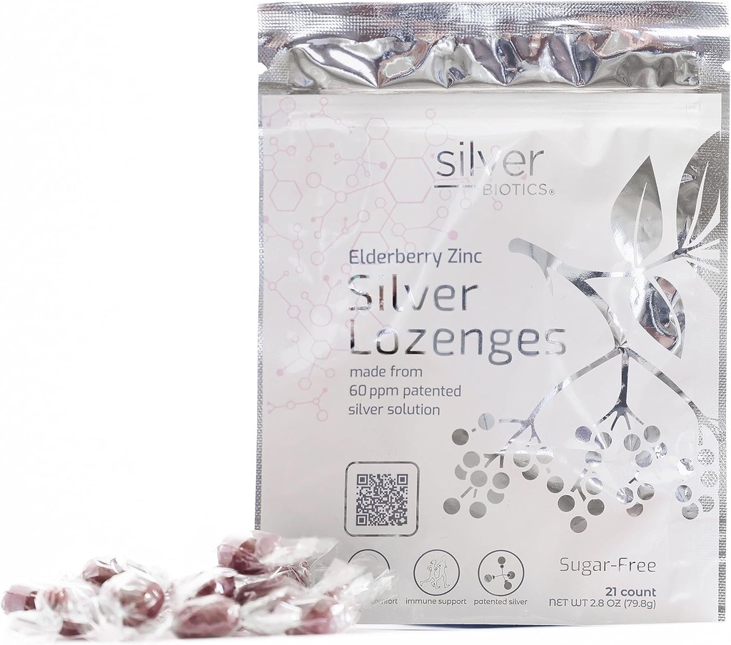 Silver Biotics Lozenges Colloidal de Plata Libre de Azúcar ← 60 ppm SilverSol ← Immune Support + Throat Soothing Comfort