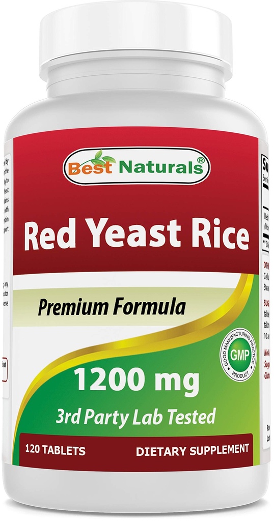 Mejores Naturales Red Yeast Rice 1200 mg (No-GMO) 120 Tabletas - No Irradiated, Citrinin Free