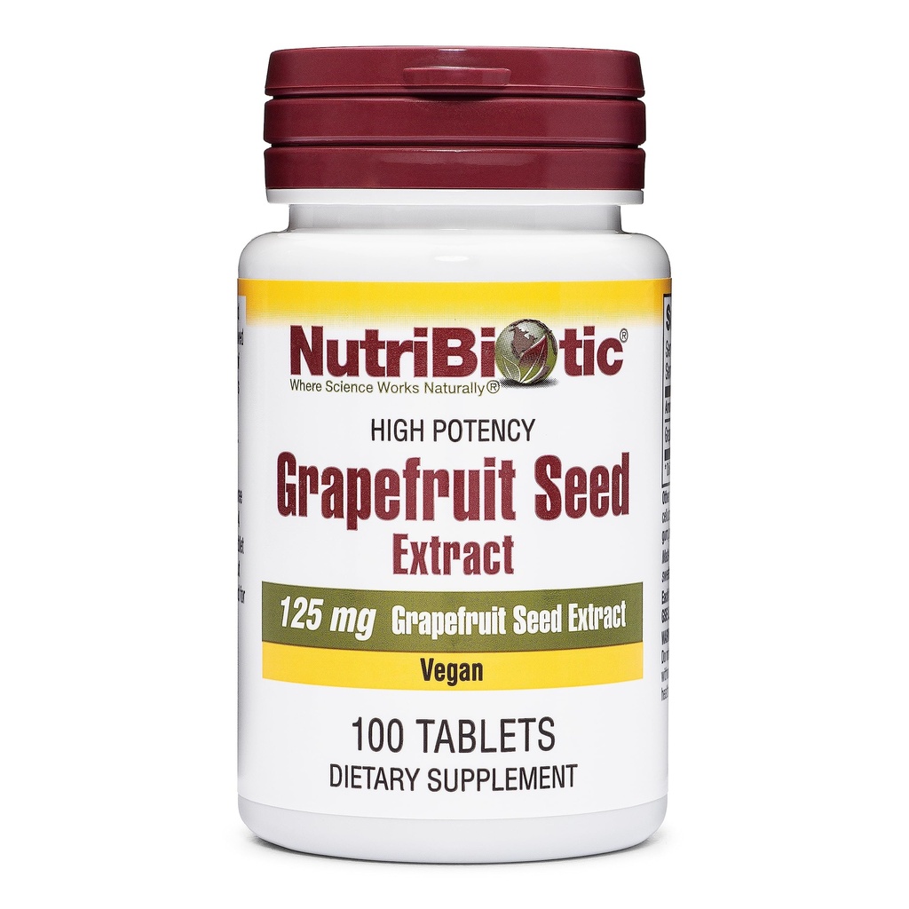 NutriBiotic – Grapefruit Seed Extract Tablets 125mg, 100 Conde ← Premium Grade GSE con Bioflavonoids ← Potent Immune &amp; Global Health Support ← Fácil de Swallow  Vegan, Gluten Free, Non-GMO