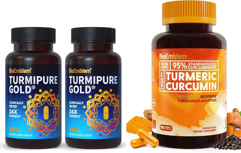 BioEmblem Turmeric Curcumin with Clinically Studied TurmiPure Turmeric Curcumin Suplemento con BioPerine