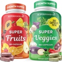 Superfood Fruit and Veggie Supplement - 360 Whole Super Fruit and Vegetable Supplements &amp; Vitamin with Beta-Carotene, Soy Free- 180 Count (Pack of 2)