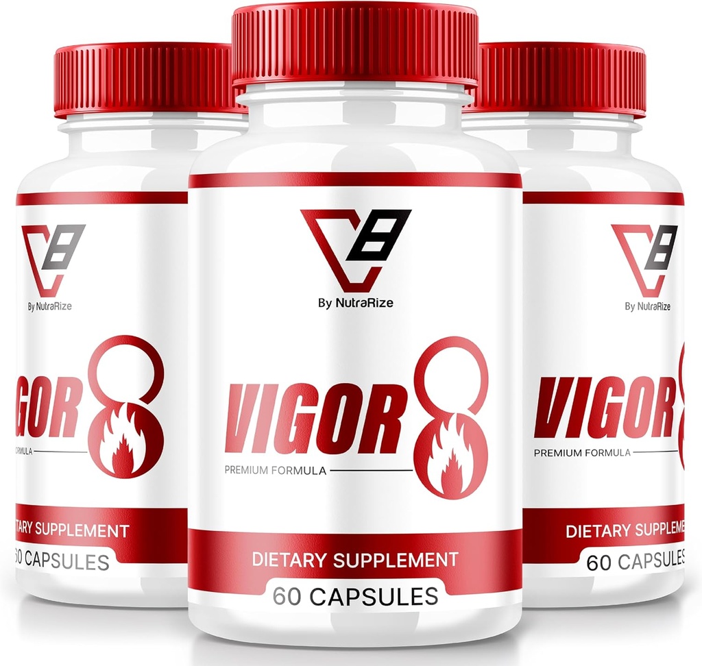 NutraRize (3 Pack) Vigor 8 para Hombres, Vigor 8 Pills Male Enhancing Formula, Vigor Ocho Suplemento capsules Test Boost, Vigor8 Stamina Booster Reseñas Horny Goat Weed Tongkat Ali (180 cápsulas)