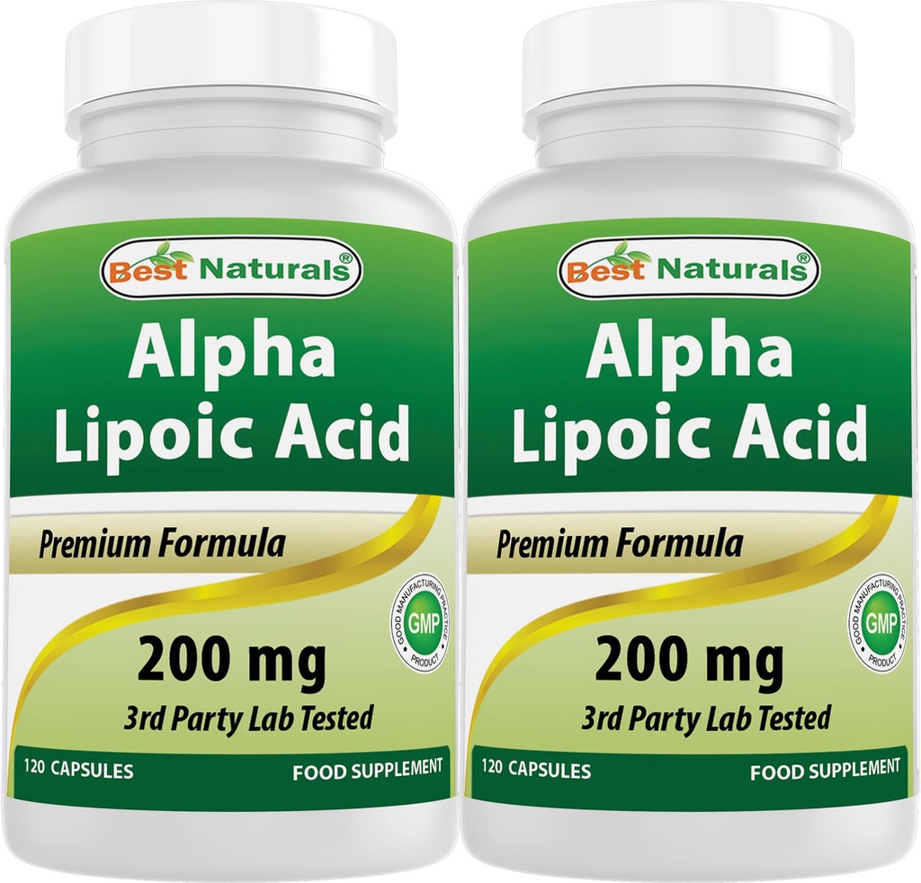 Mejores Naturales Ácido Lipoico alfa 200 Mg 120 Capsules (120 Cuenta (Pack of 2))