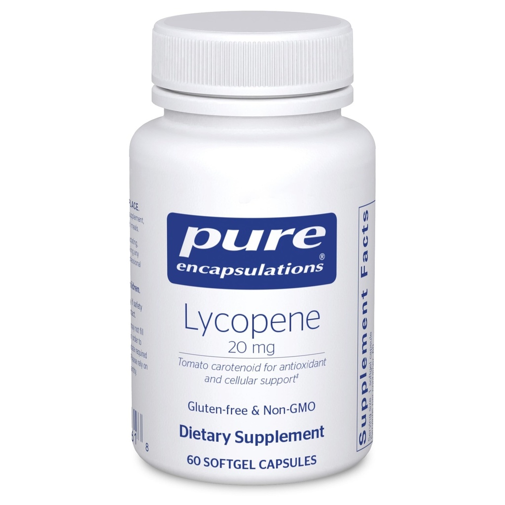 Encapsulaciones puras Lycopene 20 mg Silencioso Suplemento dietético para Soporte Celular y Macular