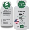 PriSTINE'S N-Acetyl L-Cysteine (NAC) 600MG 30-Day Supply Potent Lung &amp; Liver Immunity Antioxidant Supplement Capsules - Mood & Mental Health Support