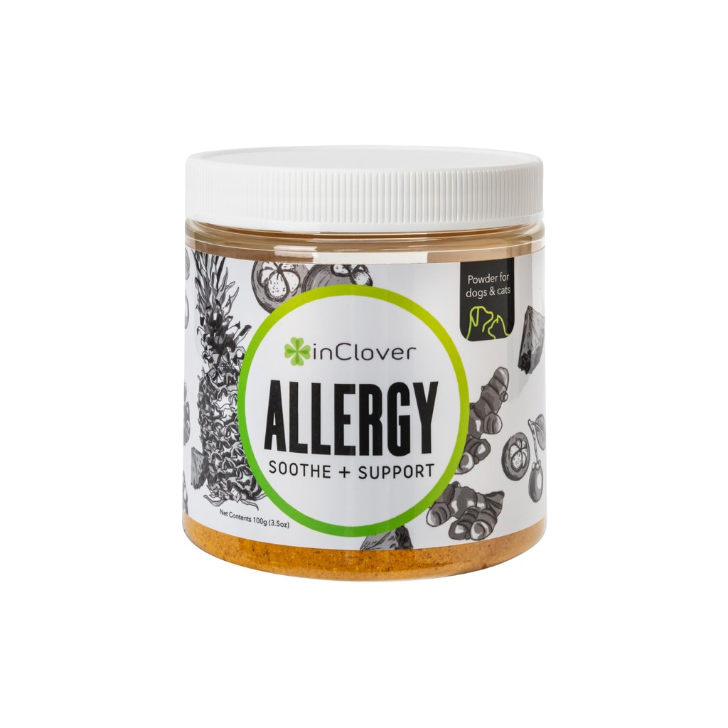 En Clover Natural Dog Allergy Relief Suplemento con Turmeric - BioResiliant Treat Powder Suplemento para perros con alergias estacionales, Mangosteen ayuda a mantener niveles de histamina