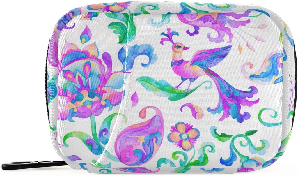 Paisley Pill Box 7 Day Pill Case Bag Travel Pill Organizer Bag with Zipper Portable Weekly Case Compact Size for Vitamin Supplement Holder
