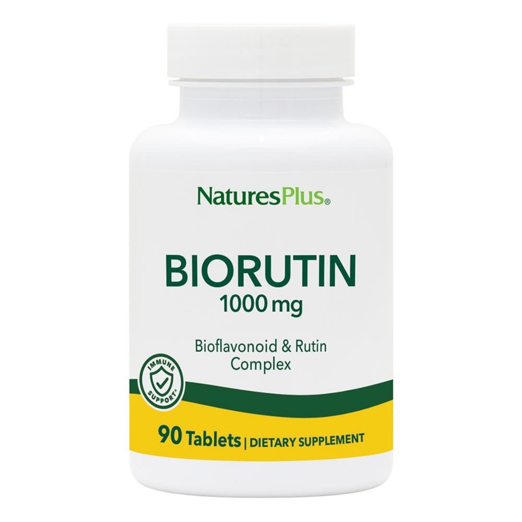 Natures Plus Biorutin 1000 mg - 90 Tablets - Complejo Bioflavonoid & Rutin - Soportes Función Vascular " Circulación - Vegetariano, Gluten Gratis - 90 Servimientos