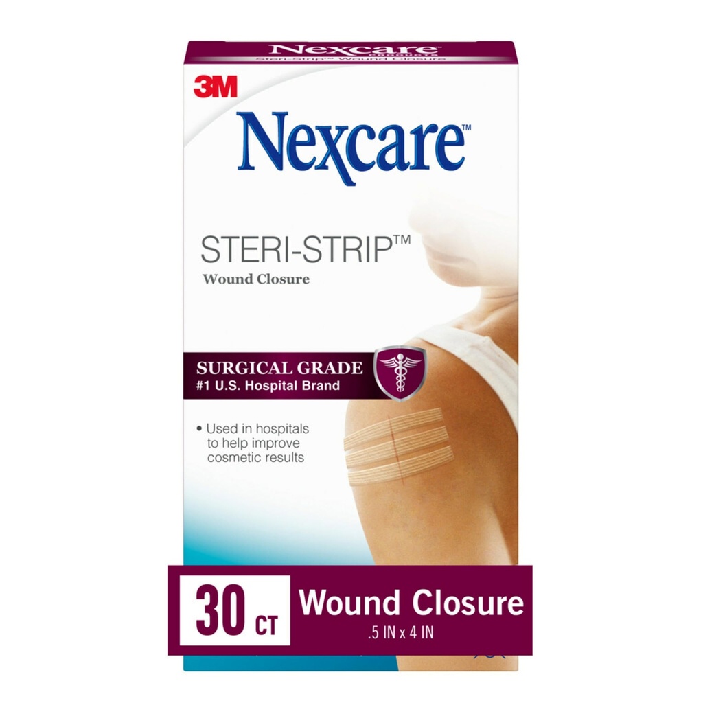 Nexcare Steri-Strip Wound Closure, Breathable Strips Hold Small Wounds Firmly Cerrada, Great After Sutures o Staples - 30 Wound Closures