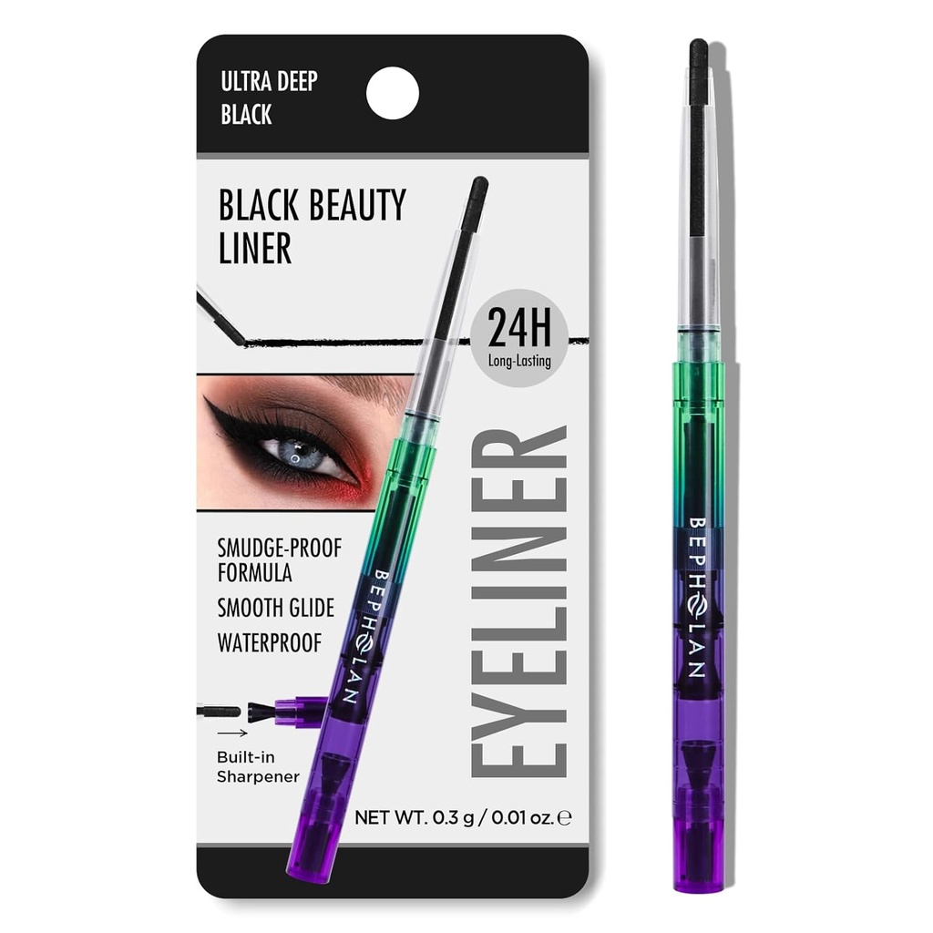 BEPHOLAN Black Eyeliner Pencils,Waterproof Gel Eyeliner Pencil Negro Waterline Eye Liner Pene para Mujer Waterproof Proof Long-lasting (BLACK)