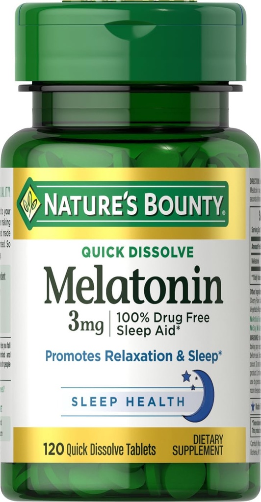 Tablas Bounty Melatonin de la naturaleza, 3 mg, 120 conteo