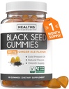 Black Seed Oil Gummies - Natural Ginger Ale Flavor (No-GMO & Vegan) Cold-Presed Nigella Sativa Producing Pure Black Cumin Seed Oil - 500mg Por 2 Gummy Serving