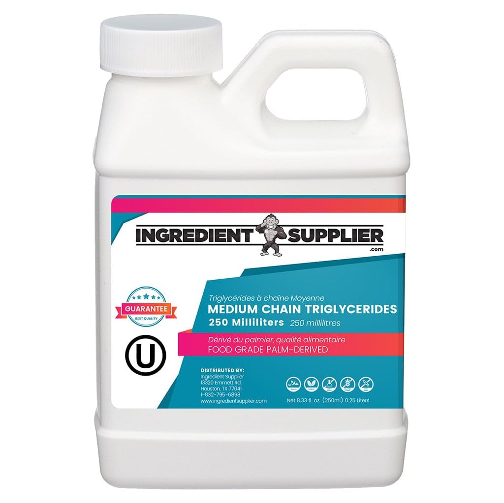 MCT Oil - 250mL (8.33 Oz.) Rendimiento de palma sostenible - USP Food Grade - Non GMO - Halal - para la nutrición deportiva, Keto o Paleo Diet, Energía limpia, Extractos