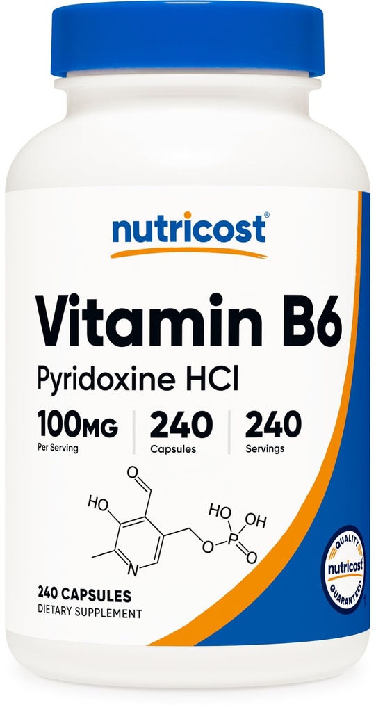 Nutricost Vitamina B6 (Pyridoxine HCl) 100mg, 240 cápsulas
