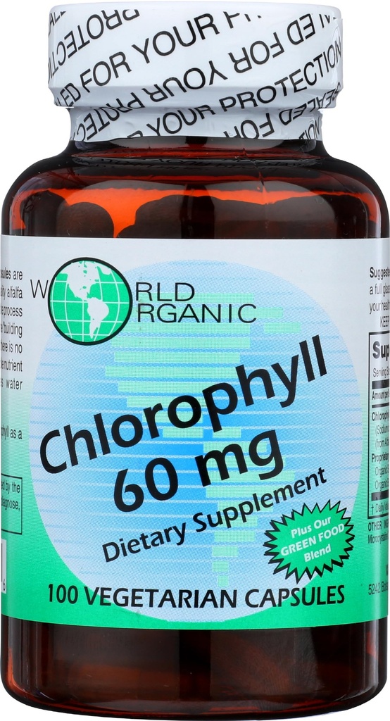 Clorofila ORGANIC 100 mg 60 cápsulas, 0,02 libras