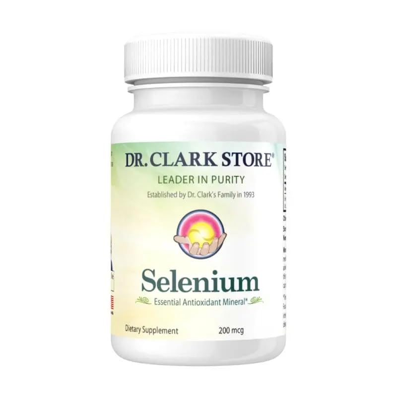 Dr. Clark Selenium Suplemento 200 Mcg - cápsulas dietéticas con mineral esencial - mejora la función tiroidea, soporte inmunológico - 100 cápsulas