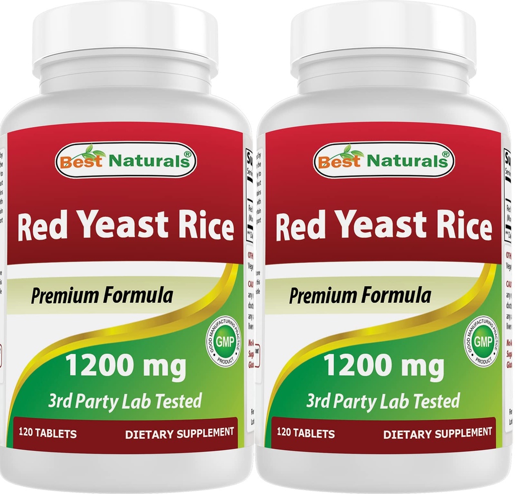 Mejores Naturales Red Yeast Rice 1200 mg (No-GMO) 120 Tabletas (120 Cuenta (Pack de 2))
