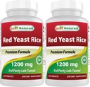 Mejores Naturales Red Yeast Rice 1200 mg (No-GMO) 120 Tabletas (120 Cuenta (Pack de 2))