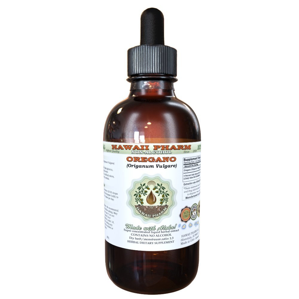 Oregano Extracto líquido libre de alcohol, orégano orgánico (Origanum vulgare) Leaf seco Glycerite Natural Herbal Suplemento, Hawaii Pharm, USA 2 fl.oz