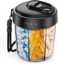 Dispensador de gran pill AUVON para almacenar 7 diversos suplementos, organizador de pilas de viaje con diseño anti-Mix, botella de pill con amplia apertura & deslizante Lid fácil de usar, Incluye 20 pegatinas blancas, negro
