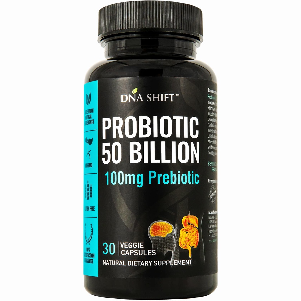 Probióticos 50 Billones - 11 Prebiótico Probiótico en Vivo para Mujeres Hombres - Mejor para Apoyar Salud Digestiva e Inmunitaria. con Lactobacillus Gasseri - Potencia Garantizada para la Expiración