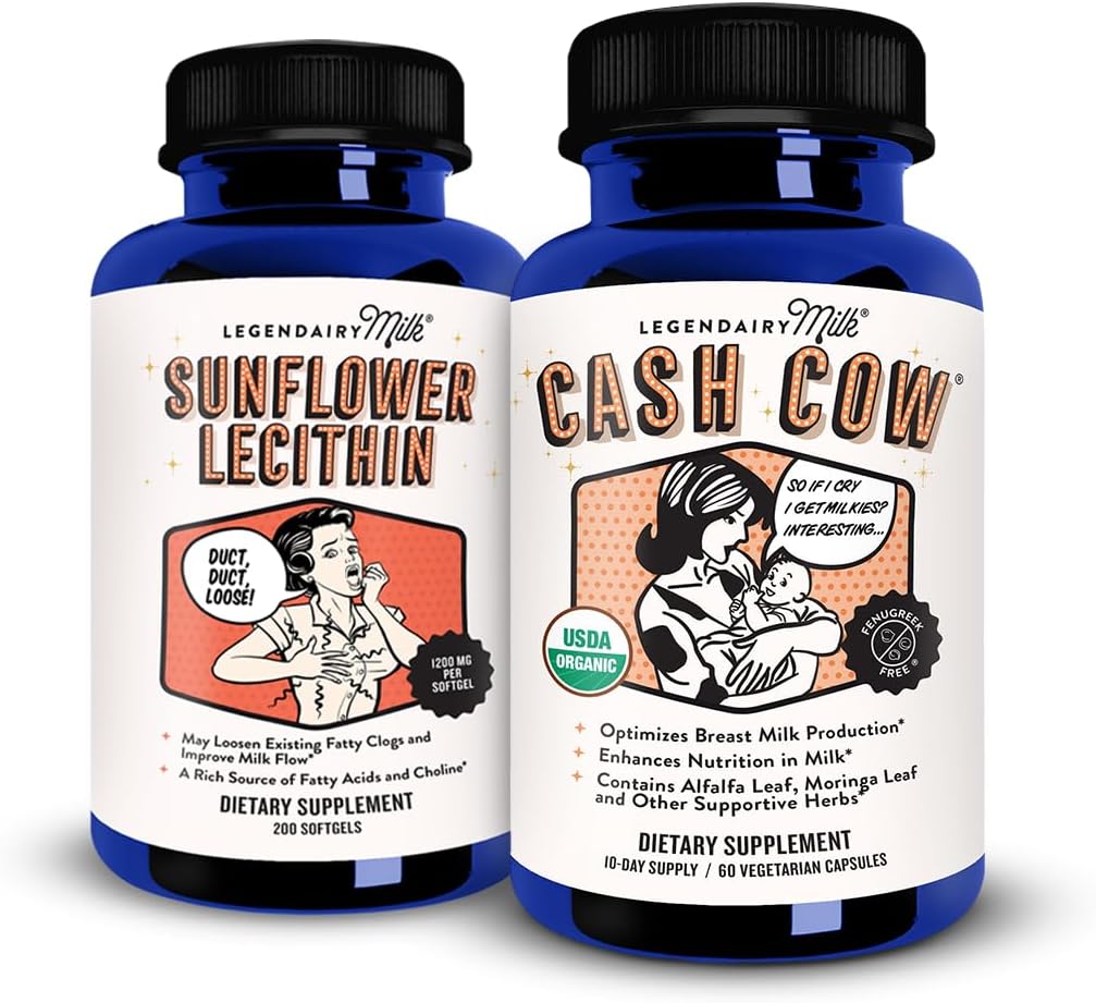 Legendairy Milk Sunflower Lecithin + Cash Cow, Breastfeeding Supplements for Milk Supply Increment and Clogged Milk Ducts - Lactation Support for Breast Milk Production, Fenugreek Free