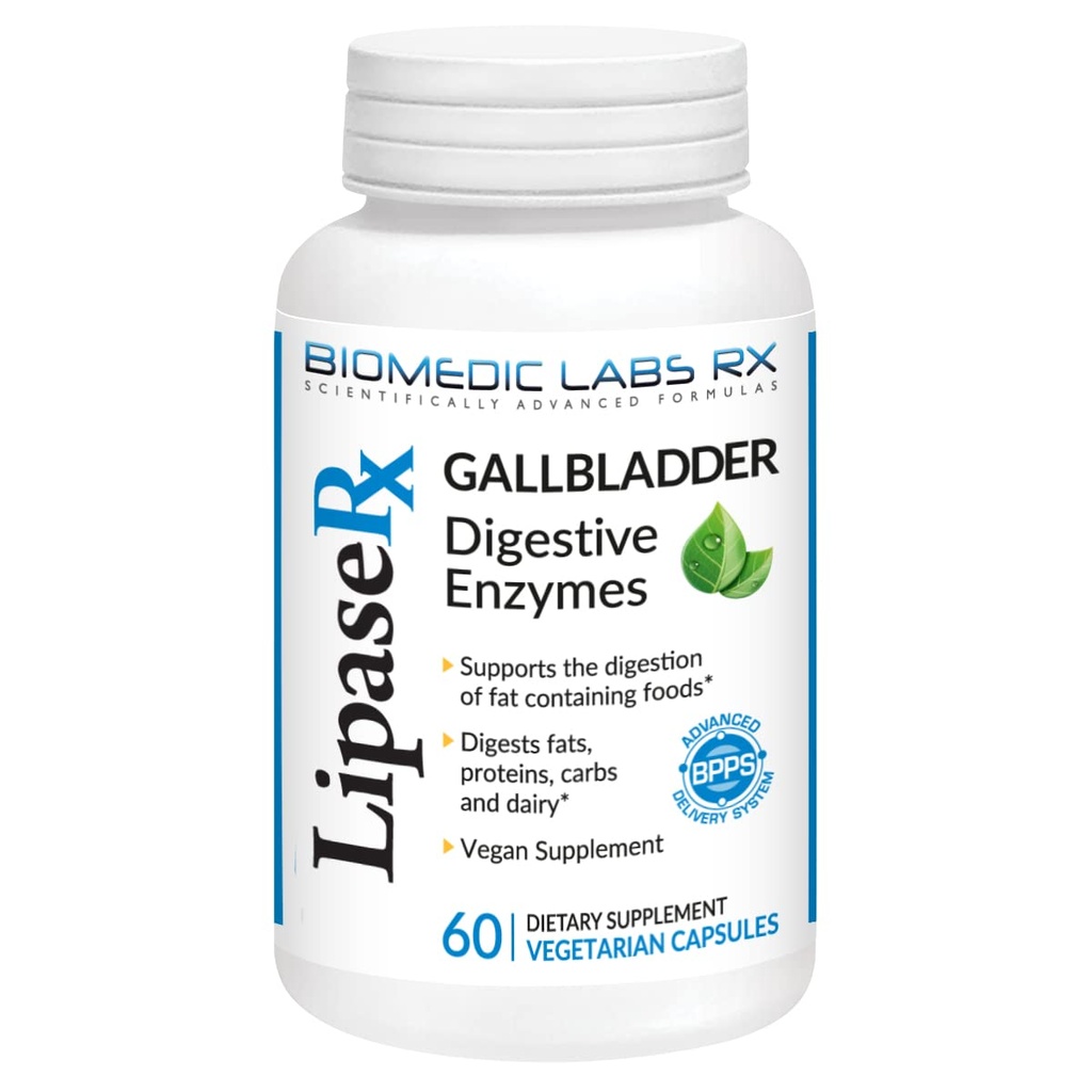 Fórmula Gallbladder, Lipase, Protease y Amylase Digestive Enzymes to Reduce Bloating - Fórmula Vegetariana, 60 Veg Capsules