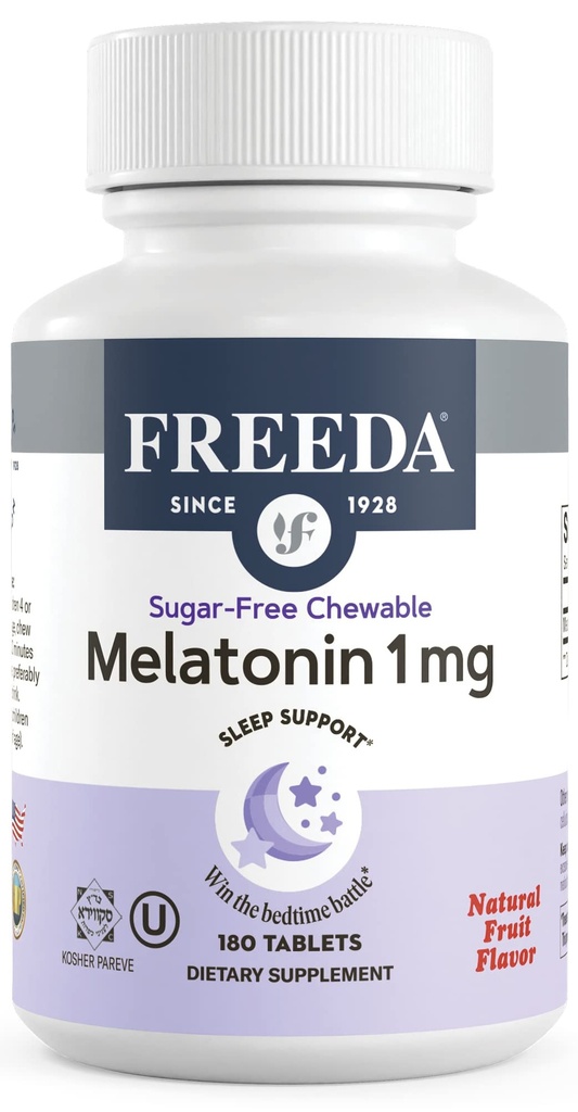 LIBERTAD Melatonina 1 mg Tablas de goma sin azúcar – Natural Fruit Flavor Ayuda de sueño para adultos y niños Edades 3 y Arriba – Formando no-ábito, Vegano, Libre de gluten, Kosher – Hecho en EE.UU. (180 Cuenta)