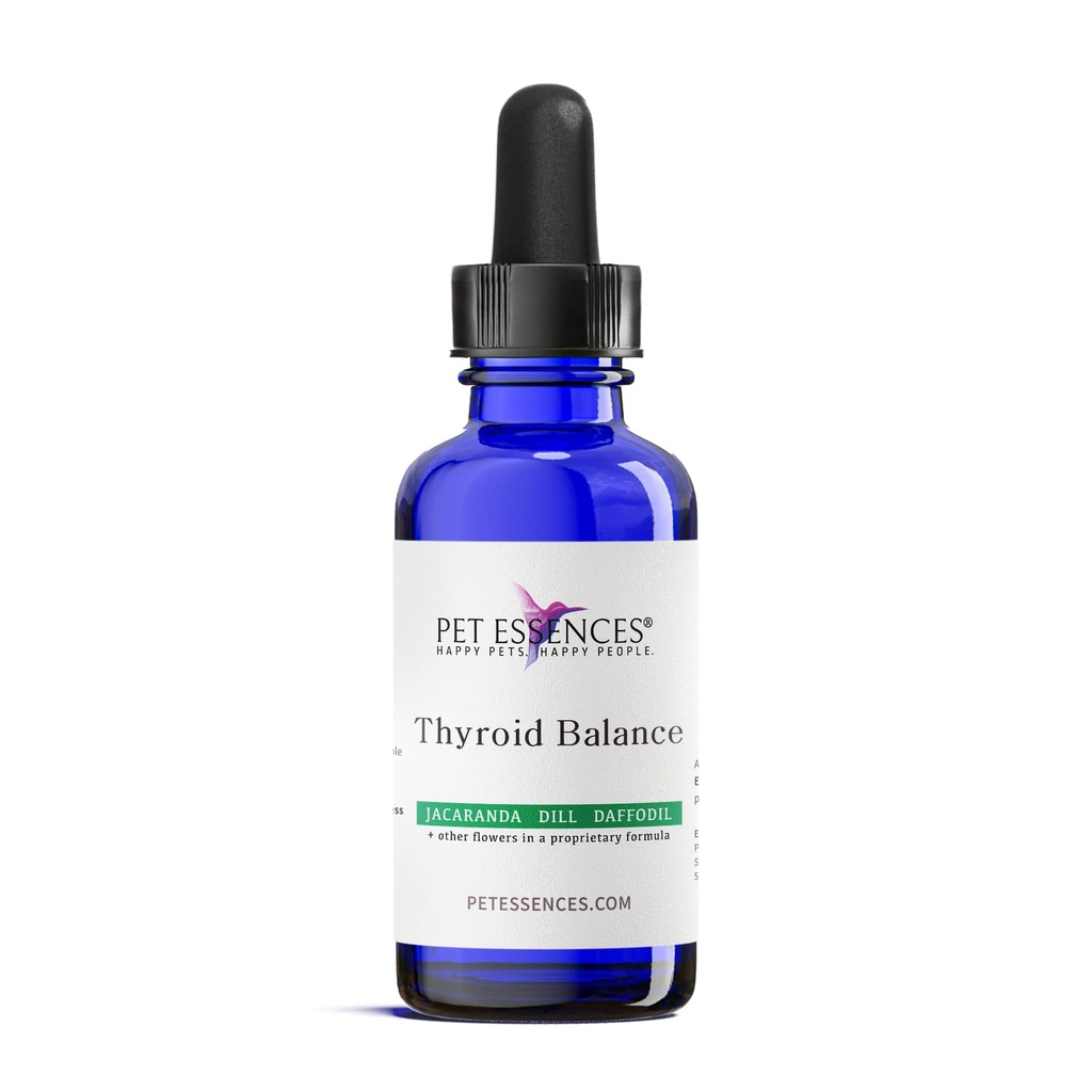 Suplemento de soporte de tiroides, 1oz - Esencias de flores líquidas para perros, gatos " Caballos, promueve el equilibrio de tiroides " Wellness emocional - Fórmula segura y fácil de usar para todos los pechos