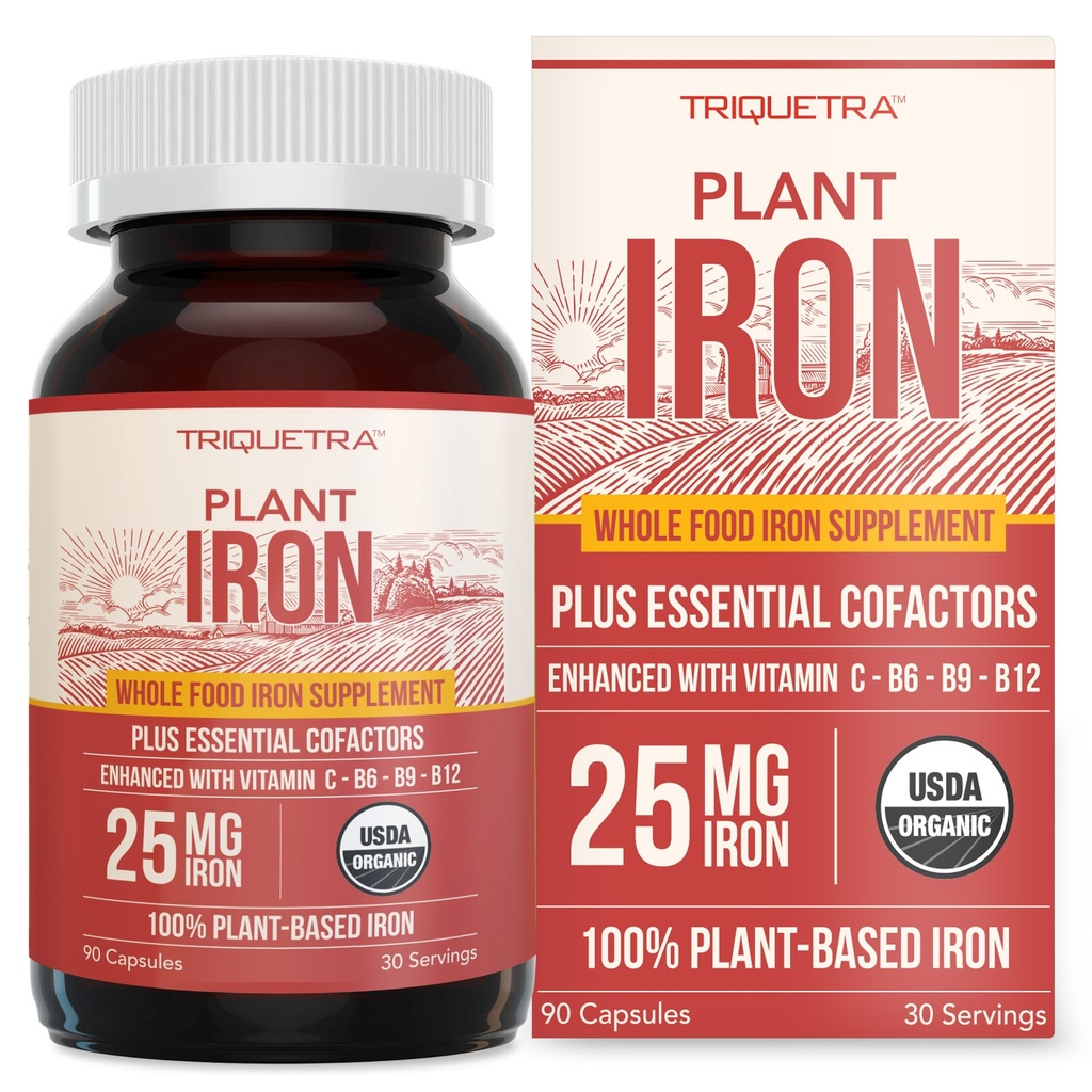Suplemento Orgánica de Hierro ← Cofactores Minerales Alimentarios enteros, 25 mg Elemental Silencioso Absorción mejorada Más Vitaminas de Sangre – Forma suave – Apoya Niveles saludables &amp; Sangre Salud – 90 cápsulas