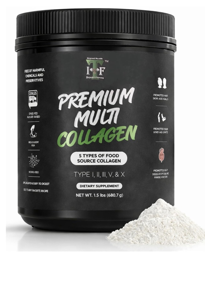 Multi Collagen Peptides Powder Desflavored - 5 Tipos Multi Collagen Complex (I, II, III, V, X) - Grass Fed Hidrolyzed Powder Collagen for Hair, Skin, Nails, Joints & Gut Health - 30 Servings