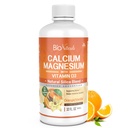 Bio Naturales Calcio &amp; Magnesio Líquido Suplemento con Vitamina D3 - Fórmula Natural, FOUR Tipos de Calcio Soportes Fuertes Huesos con Absorción Superior a Píldoras - 100% Vegetariano - 32 fl oz