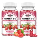 Vitamina B12 Complejo Gummies - 5000 mcg Metilcobalamina con Hierro, Vitamina C, D3 &amp; Folate, Energy Support &amp; Metabolism, Immune, B-12 Suplemento Chewable para Hombres &amp; Mujeres, Strawberry Flavor, 2 Pack