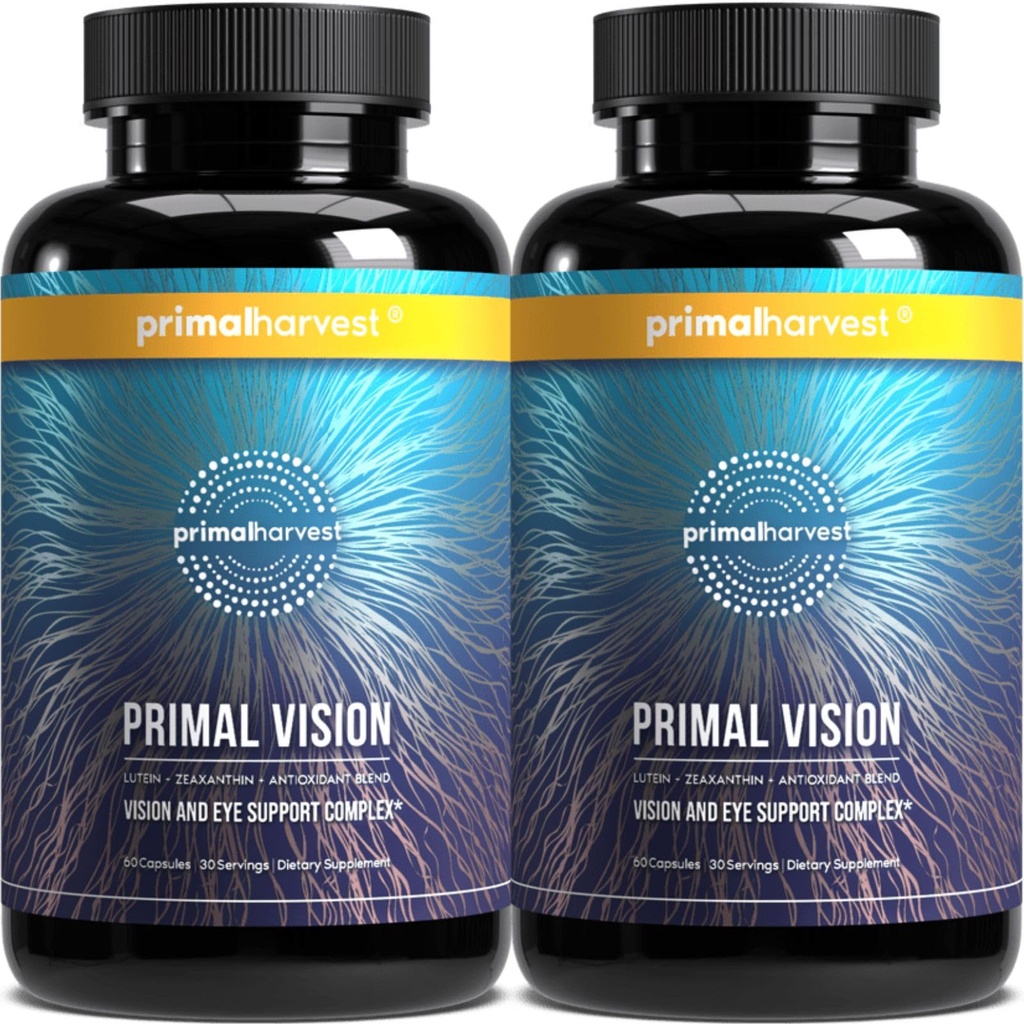 Primal Harvest Visión Primal con Lutein, Zeaxanthin, Vitamina A y Zinc para la Salud Ocular, Soporte de Luz Azul y Claridad Visual 2 Pack
