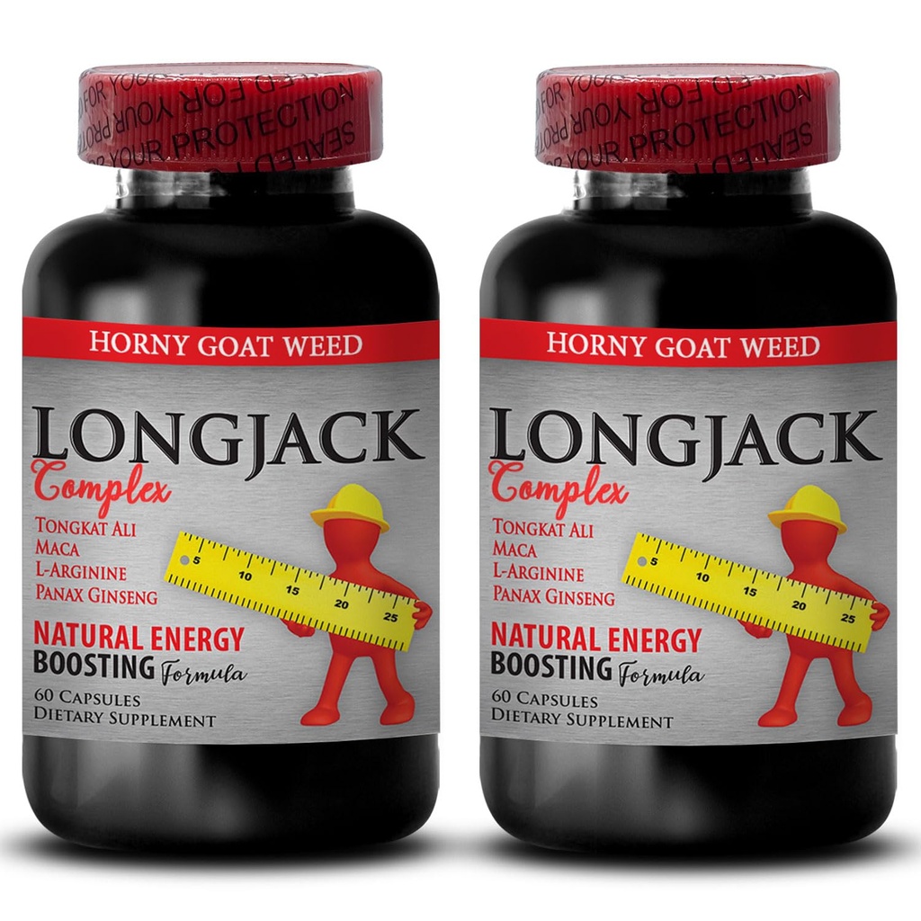 Lámparas de encantamiento masculino natural Aumentar tamaño y longitud - LONGJACK Tamaño UP (Total Fórmula natural) - tongkat ali Extracto - longjack para hombres - tongkat ali Complejo - 2 botellas 120 cápsulas