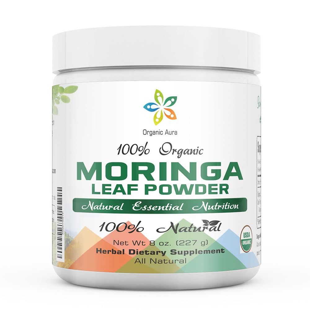 Certified Organic Moringa Leaf Powder-8Oz. USDA Certified Organic. Naturalmente aumenta la energía, el metabolismo y la inmunidad. 100% puro y crudo. No GMO, Gluten Free.