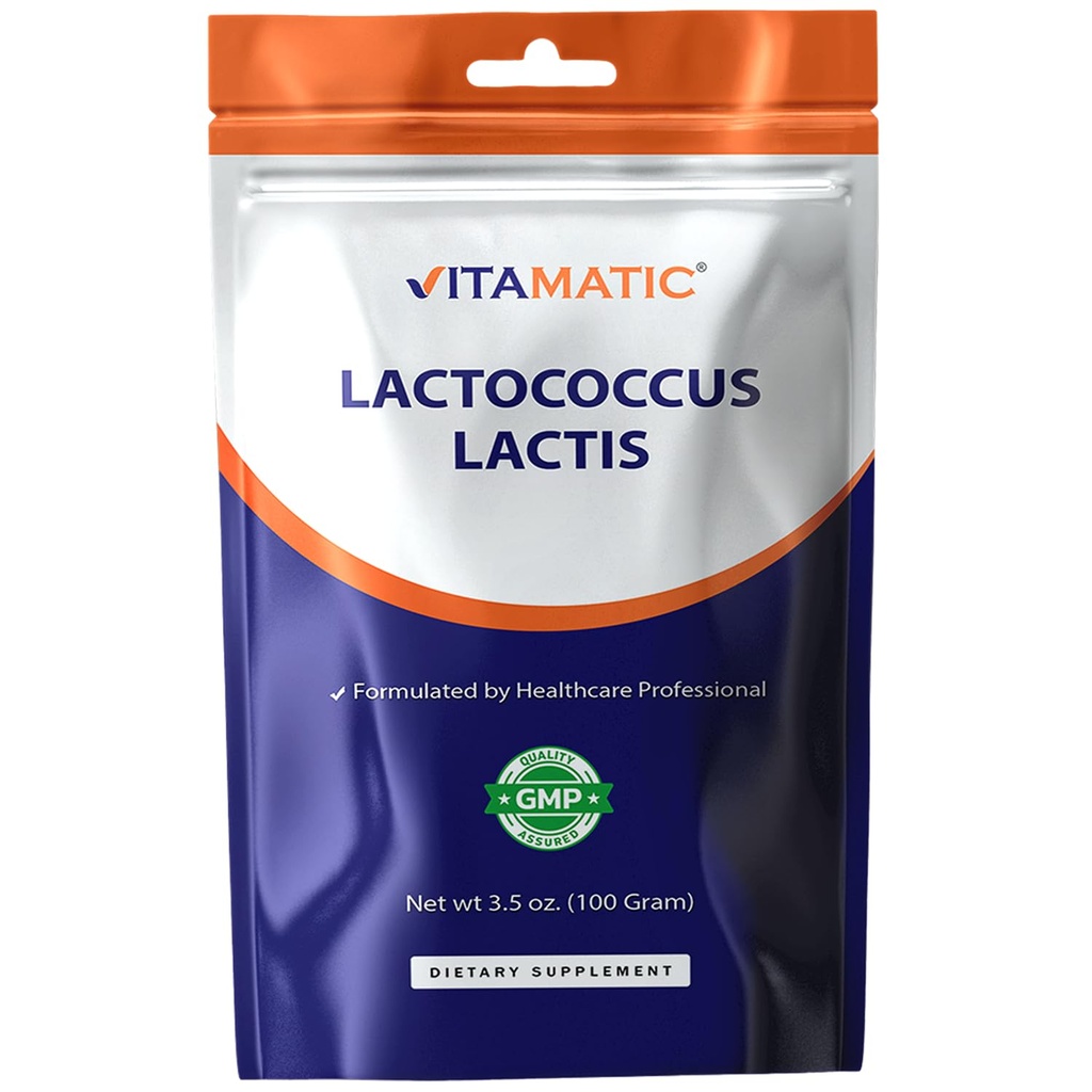Vitamatic Lactococcus Lactis Pólvora Probiótica - Asistencia sanitaria digestiva - 100 Gram (3.5 OZ) - 100 Servimientos