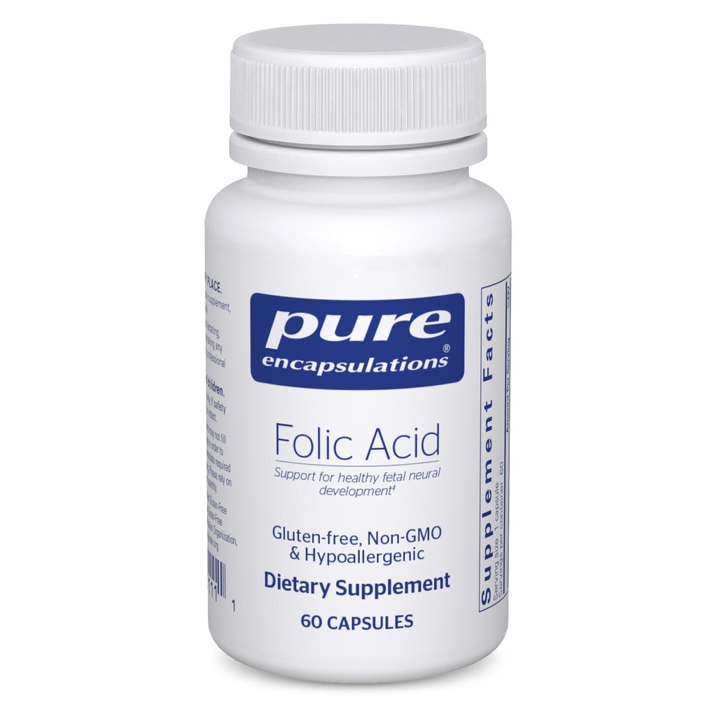 Pure Encapsulations Folic Acid ← Hypoallergenic Dietary Supplement TEN 60 Capsules