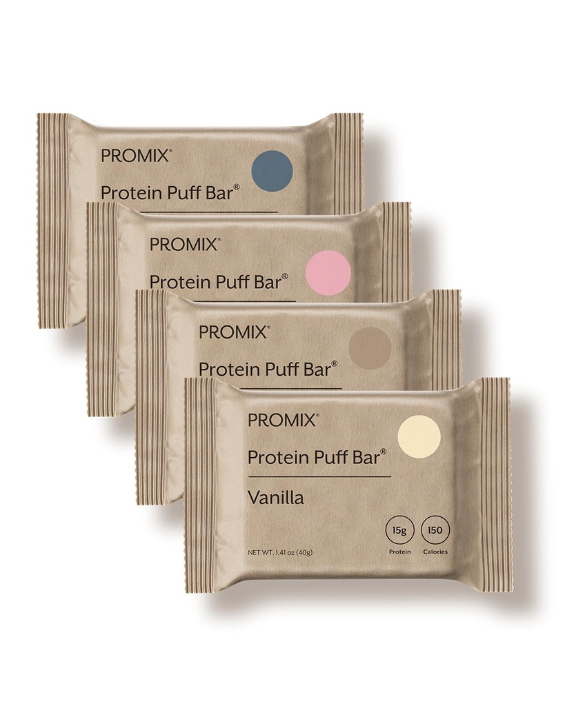 ProMix Nutrition Protein Puff Bares - Variedad Pack - Vainilla, Chocolate, Fresa, Blueberry - Marshmallow Crispy Treat - High Protein & Low Calorie - 12 Bares