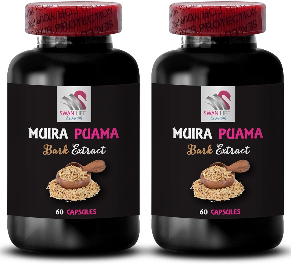 Strength Support - MUIRA PUAMA BARK EXTRACT - Plant Synergy Energy, Boost Formula, Balanced Blend, Companion Support, Energy Optimizer, Botanical Fuel, Herbal Awakening 2 Botellas 120 Capsules