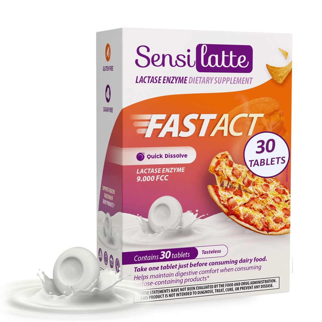 Lactase Enzyme 30 Tablets No Flavor - 9.000 FCC - Sensilatte – Quick Dissolution – Ayuda con Confort Digestivo – Prati Donaduzzi