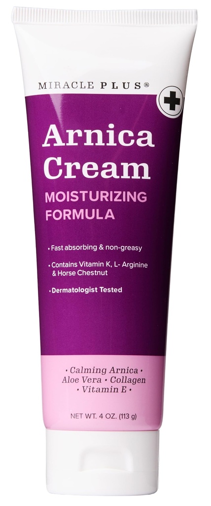 Miracle Plus Arnica Crema Bruise Relief Lotion For Bruising And Swelling On Skin ¦ Arnica Montana Extra Strength Vitamin K Cream ← Moisturizing Formula Skin Care Gel With Horse Chestnut, 4 Fl Oz
