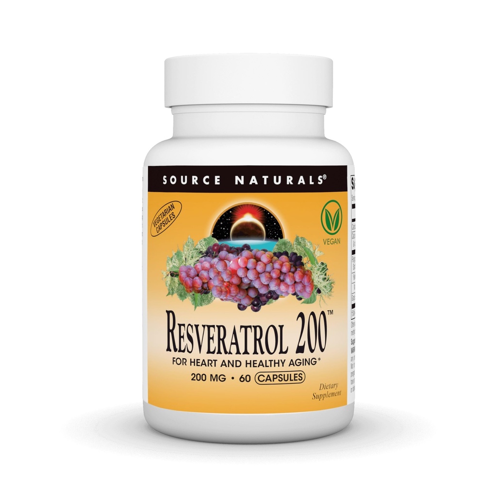 Fuente Natural Resveratrol, para el envejecimiento cardíaco y saludable* - 200 mg- 60 cápsulas vegetarianas
