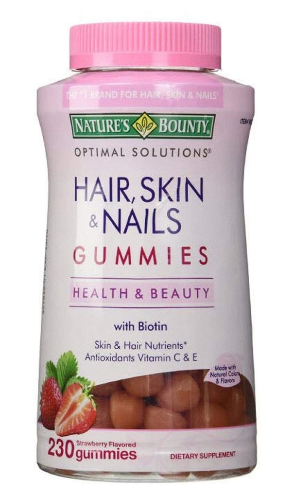 Esquí de pelo y uñas de la naturaleza, 230 Gummies, 230 Conde (Pack de 1)