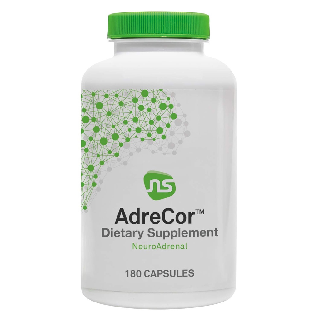 NeuroScience AdreCor - Apoyo Adrenal " Suplemento energético con Rhodiola Rosea, Vitamina B6 " Green Tea Extract - Ayuda a reducir la fatiga " Brain Fog, promueve la gestión del estrés " Mood (180 cápsulas)